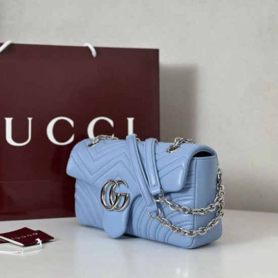 Replica Borsa 1:1 a spalla media Gucci GG Marmont 837267 Blu Imitazioni Replica Borsa 1:1 a spalla media Gucci GG Marmont 837267 Blu