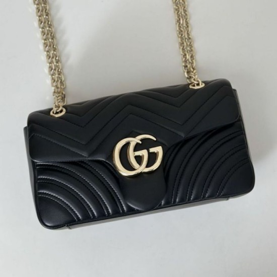 Replica Borsa a spalla media Gucci GG Marmont 837267 Nero Imitazioni Replica Borsa a spalla media Gucci GG Marmont 837267 Nero