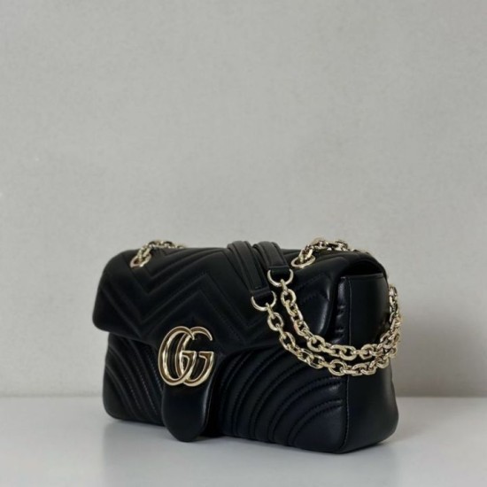 Replica Borsa a spalla media Gucci GG Marmont 837267 Nero Imitazioni Replica Borsa a spalla media Gucci GG Marmont 837267 Nero