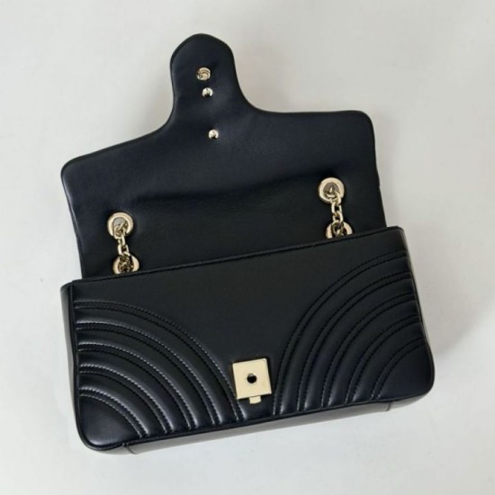 Replica Borsa a spalla media Gucci GG Marmont 837267 Nero Imitazioni Replica Borsa a spalla media Gucci GG Marmont 837267 Nero