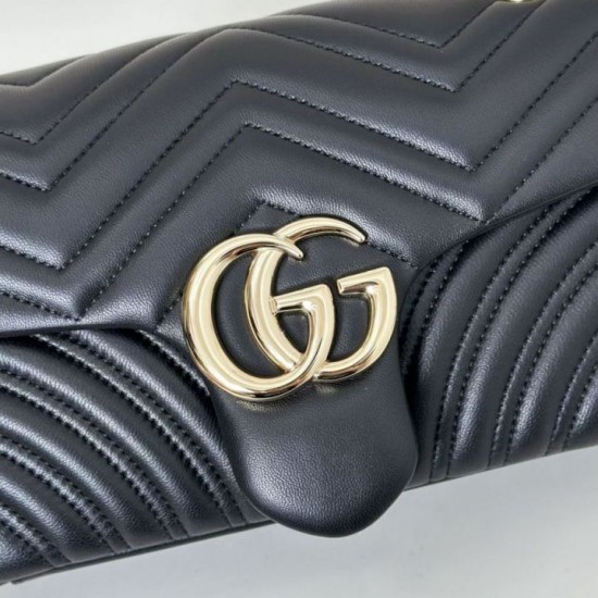 Replica Borsa a spalla media Gucci GG Marmont 837267 Nero Imitazioni Replica Borsa a spalla media Gucci GG Marmont 837267 Nero