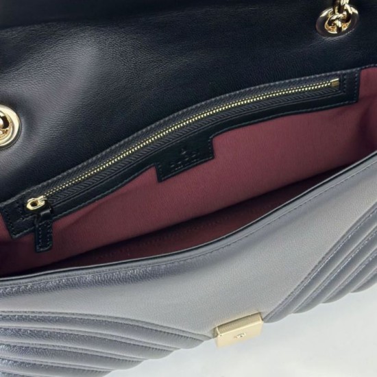 Replica Borsa a spalla media Gucci GG Marmont 837267 Nero Imitazioni Replica Borsa a spalla media Gucci GG Marmont 837267 Nero