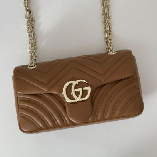 Replica Borsa a spalla media Gucci GG Marmont 837267 Marrone Imitazioni Replica Borsa a spalla media Gucci GG Marmont 837267 Marrone