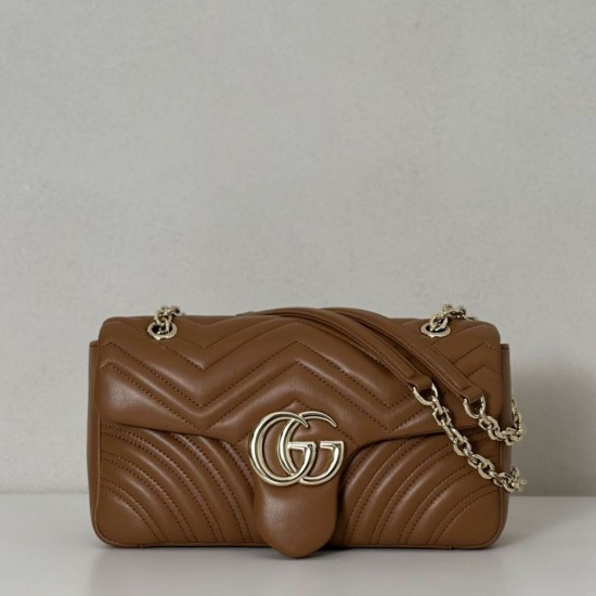 Replica Borsa a spalla media Gucci GG Marmont 837267 Marrone Imitazioni Replica Borsa a spalla media Gucci GG Marmont 837267 Marrone