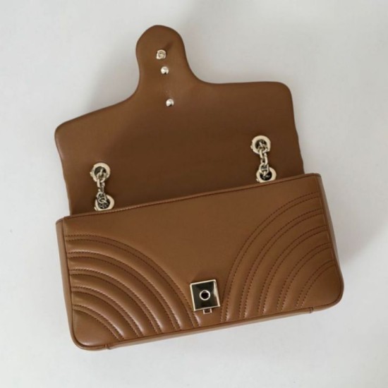 Replica Borsa a spalla media Gucci GG Marmont 837267 Marrone Imitazioni Replica Borsa a spalla media Gucci GG Marmont 837267 Marrone