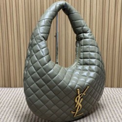 Replica Borsa hobo Icare YSL Saint Laurent in nappa grigio/verde