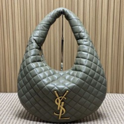 Replica Borsa hobo Icare YSL Saint Laurent in nappa grigio/verde