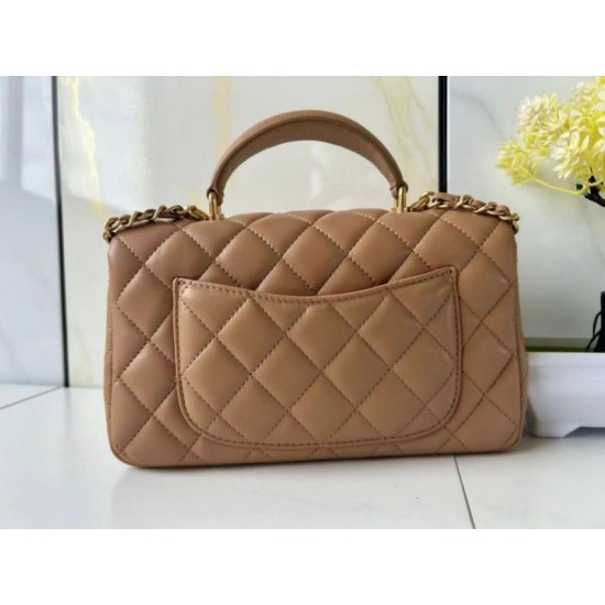 Replica Borse  Chanel 25SS Mini Flap Vintage con Manico Superiore AS2431 Albicocca