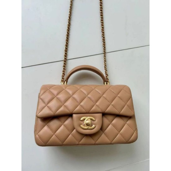 Replica Borse  Chanel 25SS Mini Flap Vintage con Manico Superiore AS2431 Albicocca