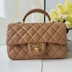 Replica Borse  Chanel 25SS Mini Flap Vintage con Manico Superiore AS2431 Albicocca