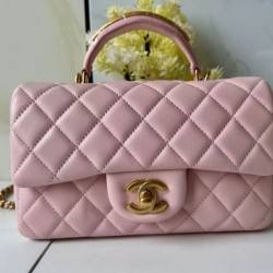 Replica Borsa Chanel 25SS Mini Flap Vintage con Manico Superiore AS2431 Rosa