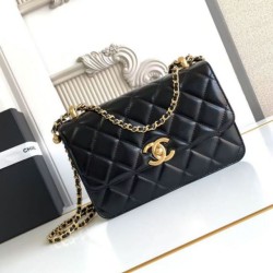 Replica Perfetta Chanel 25A Mini/Piccola Flap con Catena Dorata AS2649 AS2615 Nero