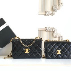 Replica Perfetta Chanel 25A Mini/Piccola Flap con Catena Dorata AS2649 AS2615 Nero