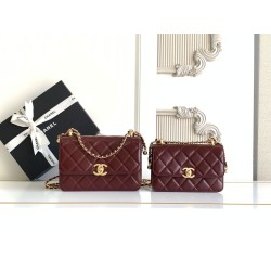 Borsa Chanel 25A Mini/Piccola Flap con Catena Dorata AS2649 AS2615 Bordeaux