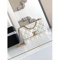 Borsa Chanel 25A Mini/Piccola Flap con Catena Dorata AS2649 AS2615 Bianco Borsa Chanel 25A Mini/Piccola Flap con Catena Dorata AS2649 AS2615 Bianco