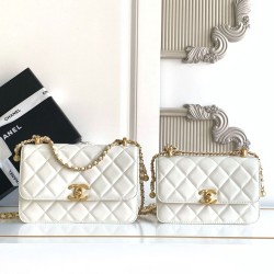 Replica Borsa Chanel 25A Mini/Piccola Flap con Catena Dorata AS2649 AS2615 Bianco