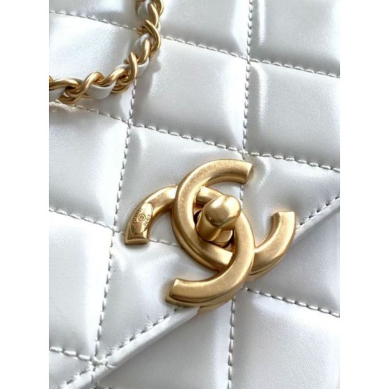 Replica Borsa Chanel 25A Mini/Piccola Flap con Catena Dorata AS2649 AS2615 Bianco Imitazioni Replica Borsa Chanel 25A Mini/Piccola Flap con Catena Dorata AS2649 AS2615 Bianco