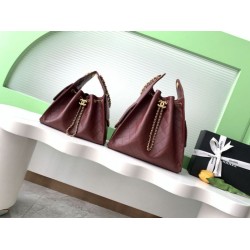 Borse a secchiello Chanel 25C grande/piccola in pelle di vitello granata AS5311 AS5293 Borgogna