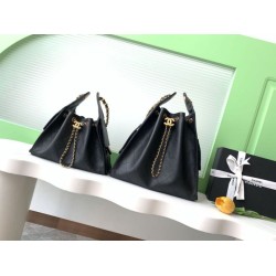 Borse a secchiello Chanel 25C grande/piccola in pelle di vitello granata AS5311 AS5293 Nero