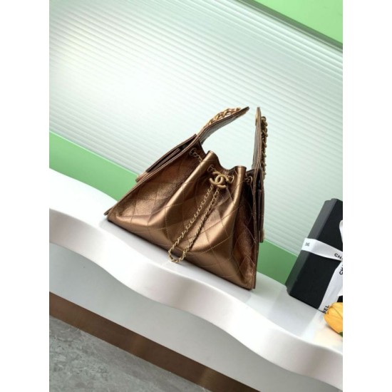 Replica Borsa a secchiello Chanel 25C grande/piccola in pelle di vitello granata AS5311 AS5293 Oro scuro