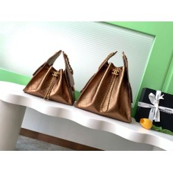 Borsa a secchiello Chanel 25C grande/piccola in pelle di vitello granata AS5311 AS5293 Oro scuro