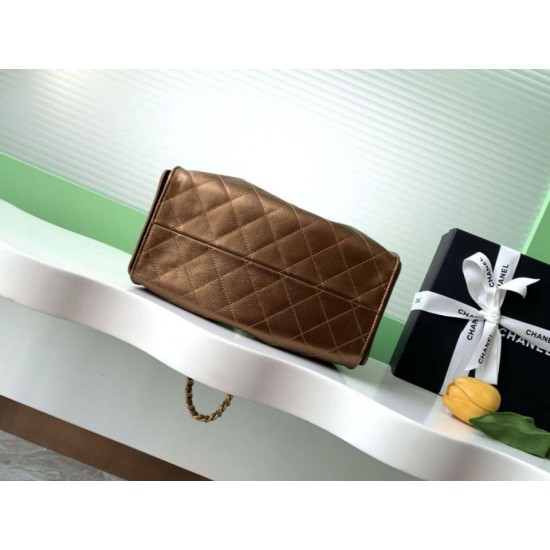 Replica Borsa a secchiello Chanel 25C grande/piccola in pelle di vitello granata AS5311 AS5293 Oro scuro