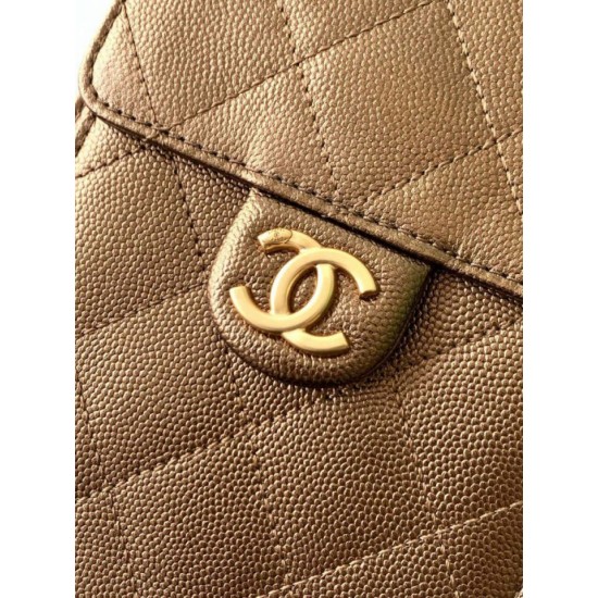 Replica Borsa a secchiello Chanel 25C grande/piccola in pelle di vitello granata AS5311 AS5293 Oro scuro