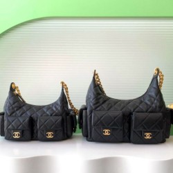 Replica Borsa hobo Chanel 25C grande/maxi metallizzata AS5339 AS5302 Nero