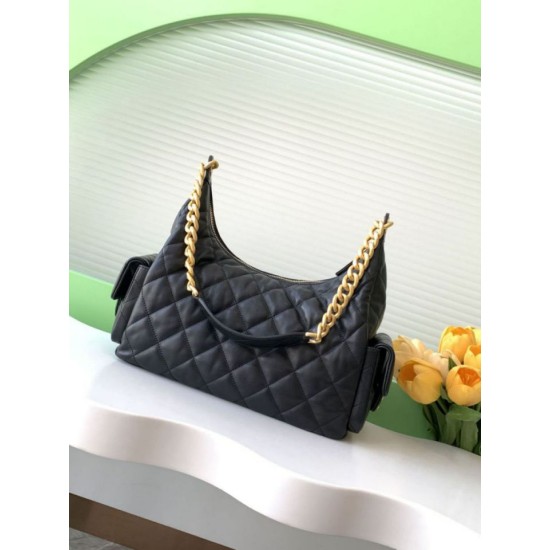 Replica Borsa hobo Chanel 25C grande/maxi metallizzata AS5339 AS5302 Nero