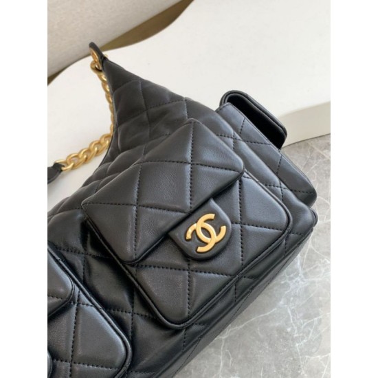 Replica Borsa hobo Chanel 25C grande/maxi metallizzata AS5339 AS5302 Nero
