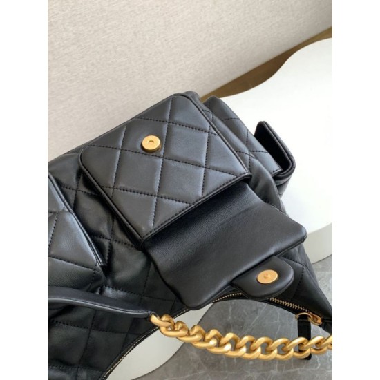 Replica Borsa hobo Chanel 25C grande/maxi metallizzata AS5339 AS5302 Nero