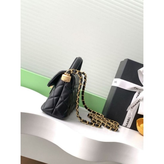 Replica Borsa Chanel 25P Mini con patta e manico superiore AS5354 Nero Imitazioni Replica Borsa Chanel 25P Mini con patta e manico superiore AS5354 Nero
