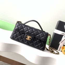 Replica Borsa Chanel 25P Mini con patta e manico superiore AS5354 Nero