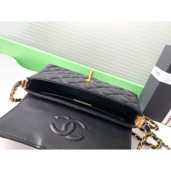 Replica Borsa Chanel 25P Mini con patta e manico superiore AS5354 Nero Imitazioni Replica Borsa Chanel 25P Mini con patta e manico superiore AS5354 Nero