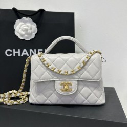 Replica Borsa Chanel 25P piccola con patta e manico superiore AS5355 Bianca