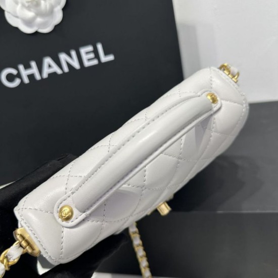Replica Borsa Chanel 25P piccola con patta e manico superiore AS5355 Bianca
