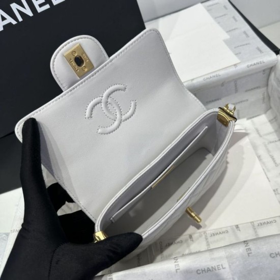 Replica Borsa Chanel 25P piccola con patta e manico superiore AS5355 Bianca