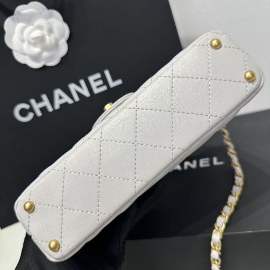 Replica Borsa Chanel 25P piccola con patta e manico superiore AS5355 Bianca