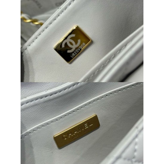 Replica Borsa Chanel 25P piccola con patta e manico superiore AS5355 Bianca