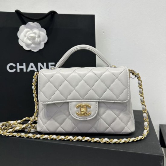 Replica Borsa Chanel 25P piccola con patta e manico superiore AS5355 Bianca