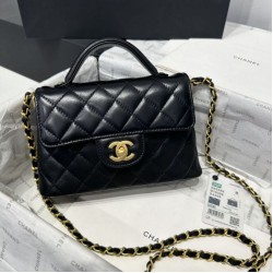 Replica Borsa Chanel 25P piccola con patta e manico superiore AS5355 Nera Imitazioni Replica Borsa Chanel 25P piccola con patta e manico superiore AS5355 Nera
