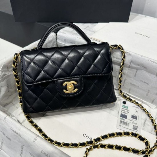 Replica Borsa Chanel 25P piccola con patta e manico superiore AS5355 Nera Imitazioni Replica Borsa Chanel 25P piccola con patta e manico superiore AS5355 Nera