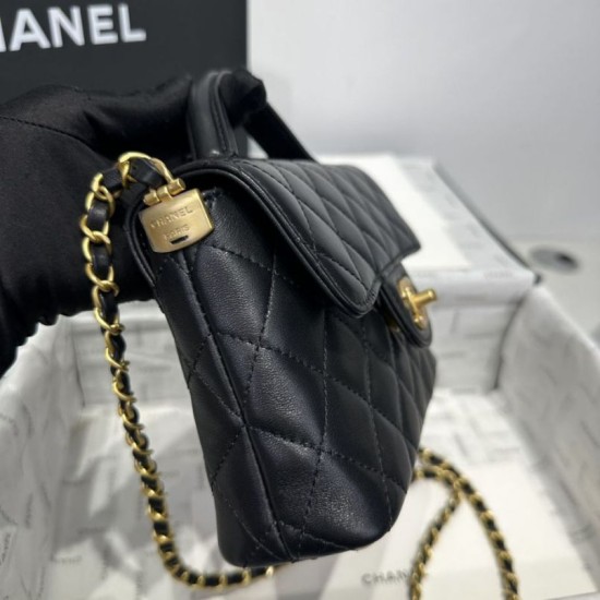 Replica Borsa Chanel 25P piccola con patta e manico superiore AS5355 Nera Imitazioni Replica Borsa Chanel 25P piccola con patta e manico superiore AS5355 Nera