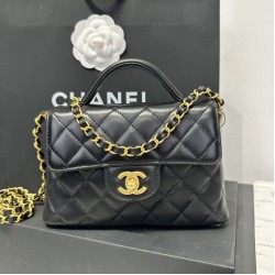 Replica Borsa Chanel 25P piccola con patta e manico superiore AS5355 Nera