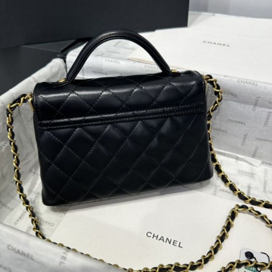 Replica Borsa Chanel 25P piccola con patta e manico superiore AS5355 Nera Imitazioni Replica Borsa Chanel 25P piccola con patta e manico superiore AS5355 Nera