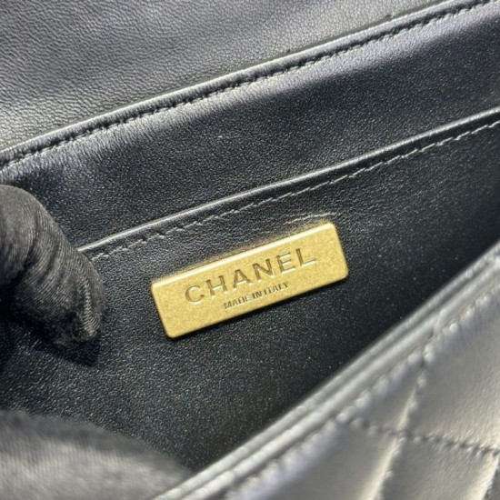 Replica Borsa Chanel 25P piccola con patta e manico superiore AS5355 Nera Imitazioni Replica Borsa Chanel 25P piccola con patta e manico superiore AS5355 Nera