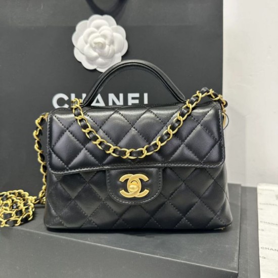 Replica Borsa Chanel 25P piccola con patta e manico superiore AS5355 Nera Imitazioni Replica Borsa Chanel 25P piccola con patta e manico superiore AS5355 Nera