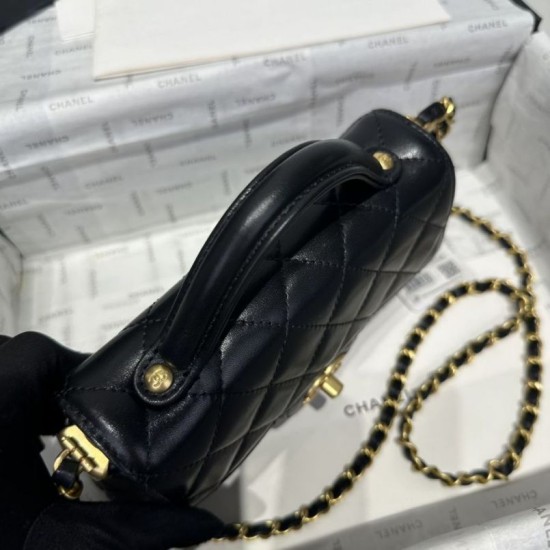 Replica Borsa Chanel 25P piccola con patta e manico superiore AS5355 Nera Imitazioni Replica Borsa Chanel 25P piccola con patta e manico superiore AS5355 Nera