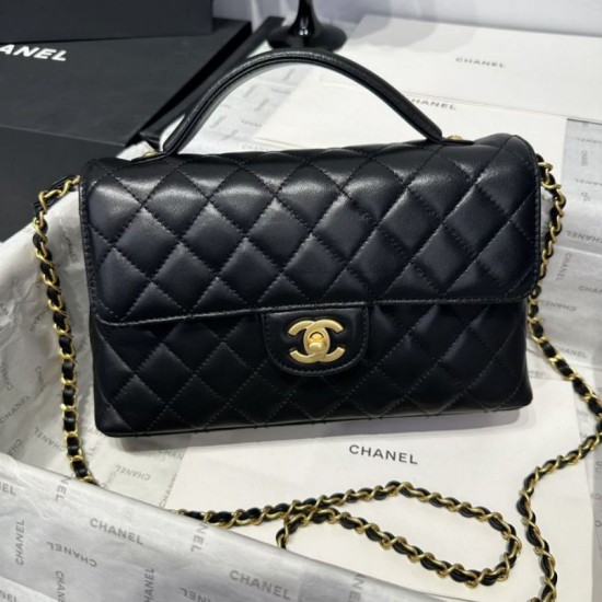 Replica Borsa Chanel 25P con patta e manico superiore AS5356 Nera Imitazioni Replica Borsa Chanel 25P con patta e manico superiore AS5356 Nera