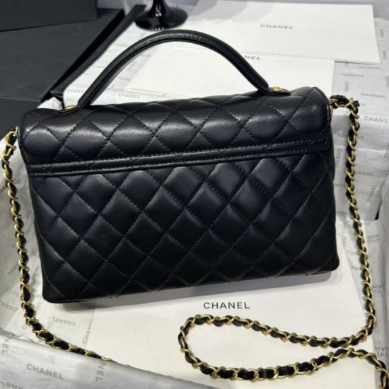 Replica Borsa Chanel 25P con patta e manico superiore AS5356 Nera Imitazioni Replica Borsa Chanel 25P con patta e manico superiore AS5356 Nera